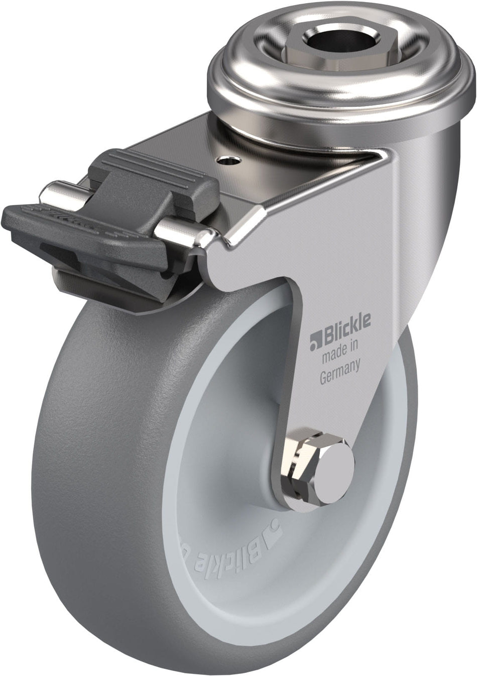 75mm x 25mm Blickle Rubber Caster stop-fix - LRXA-TPA 75G-FI - Blickle