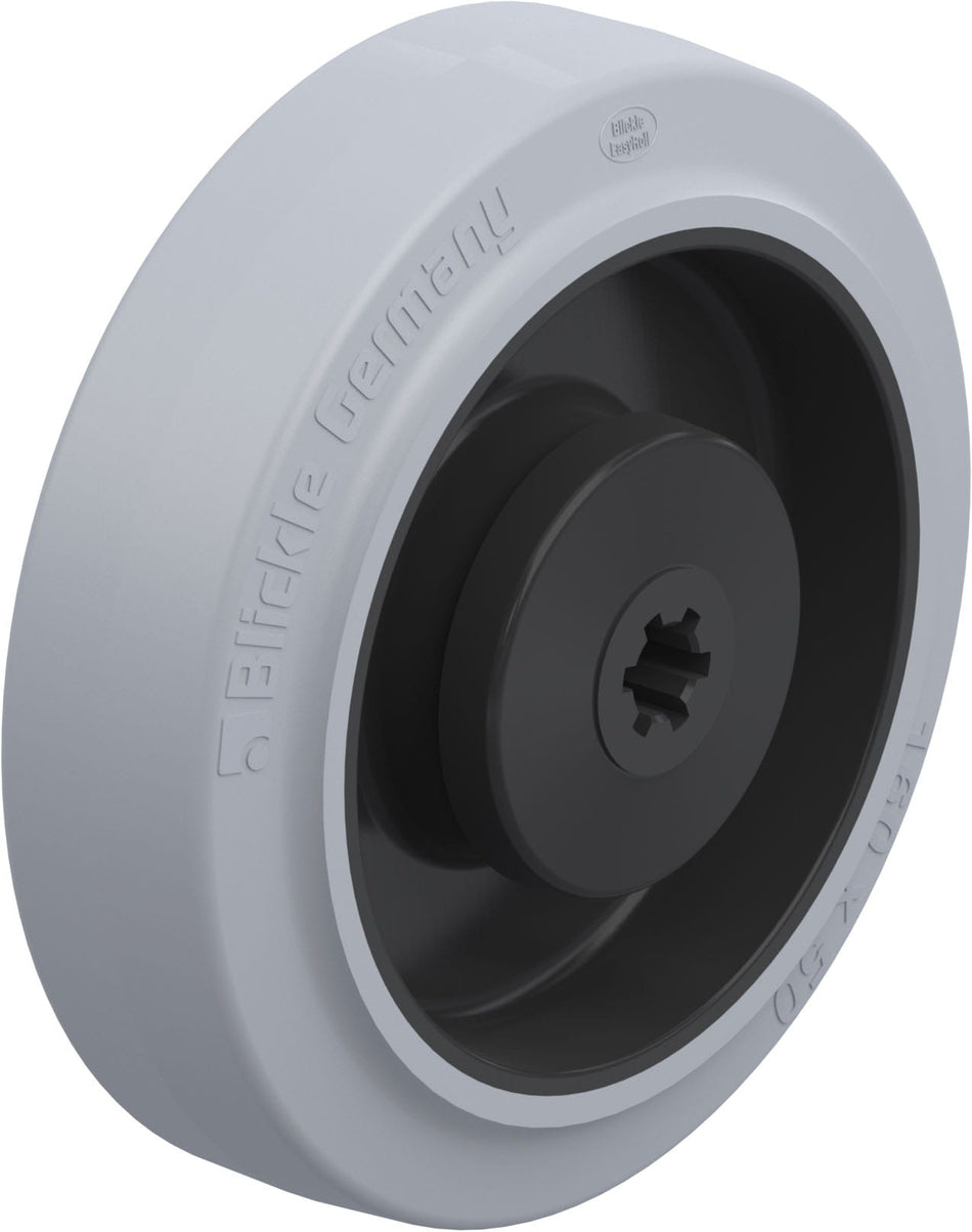 160mm x 50mm Blickle Rubber Caster - POEV 160/12KA-SG - Blickle