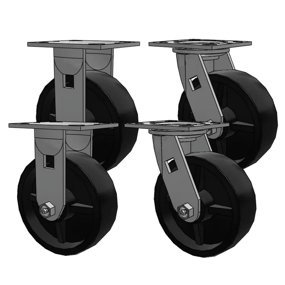 4" Economy Tool Box Caster Kit - 2 Swivel and 2 Rigid Casters