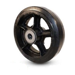 10" x 2-1/2" Rubber on Cast Iron Wheel w/ Roller Bearing - 50KE105-24 - Colson