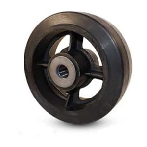 8" x 3" Rubber on Cast Iron Wheel w/ Roller Bearing - 50KE83-24 - Colson