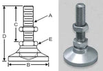 5/8"-11 x 2" Threaded Stainless Steel 2.5" Base Swivel Leveling Mount - SSW-3 - S&W Leveling Mounts