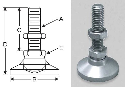 1"-8 x 3.5" Threaded Stainless Steel 4" Base Swivel Leveling Mount - SSW-5