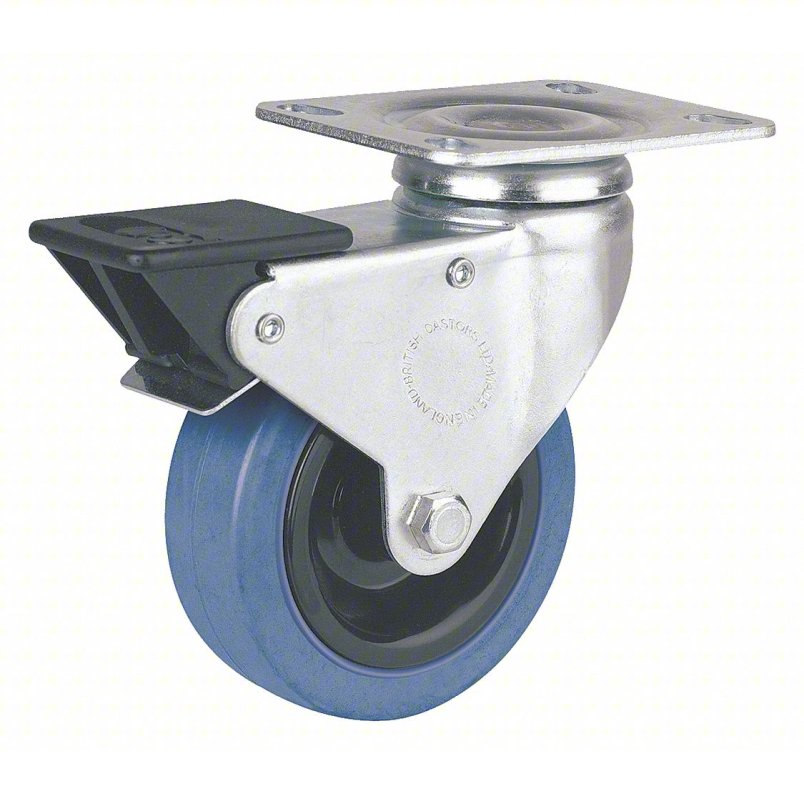 4" Rubber Swivel Caster w/ Total Lock Brake - TSSV 100 BP2S - Revvo