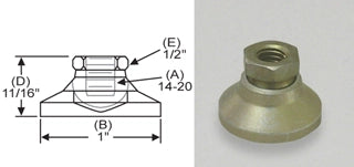 Tapped 1" Base Steel Swivel Leveling Mount for 1/4"-20 Thread - TSW-0 - S&W Leveling Mounts