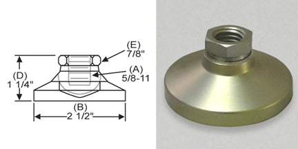 Tapped 2.5" Base Steel Swivel Leveling Mount for 5/8"-11 Thread -TSW-3 - S&W Leveling Mounts