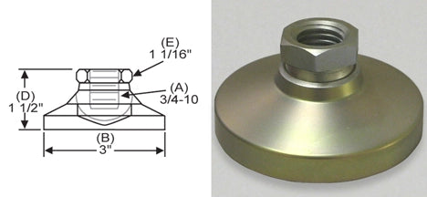 Tapped 3" Base Steel Swivel Leveling Mount for 3/4"-10 Thread - TSW-4 - S&W Leveling Mounts