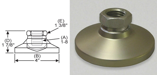 Tapped 4" Base Steel Swivel Leveling Mount for 1"-8 Thread - TSW-5 - S&W Leveling Mounts