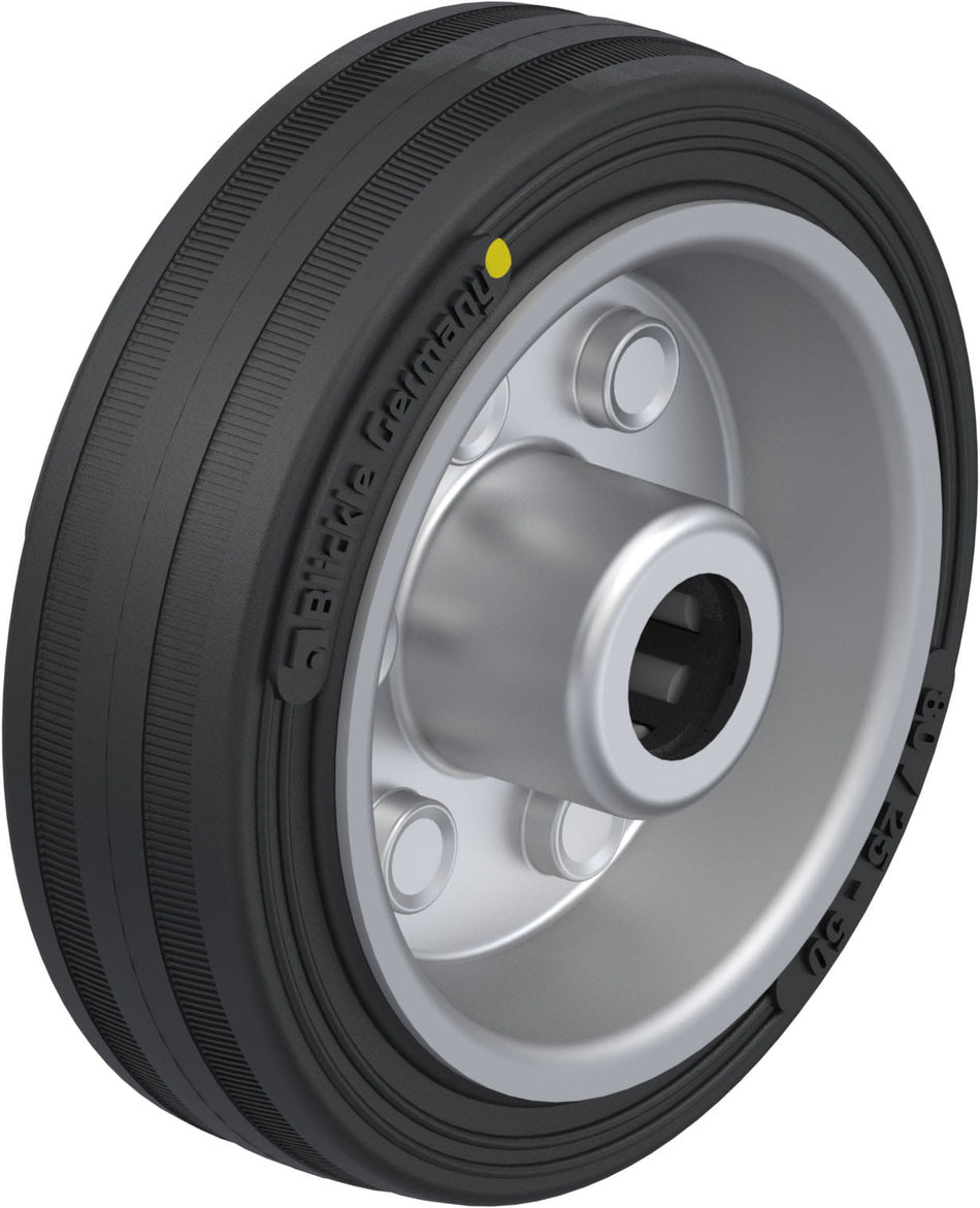 80mm x 25mm Blickle Rubber Caster - VE 80/12R-EL - Blickle